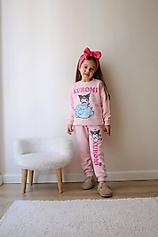 Pembe Kuromi baskılı eşofman takımı