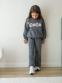 Gri bol paça eşofman takımı