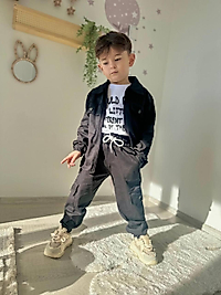 Erkek çocuk siyah gabardin takım