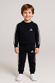 Siyah eşofman takımı beyaz çizgili