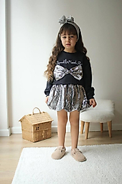 Parlak balon etekli sweatshirt takım