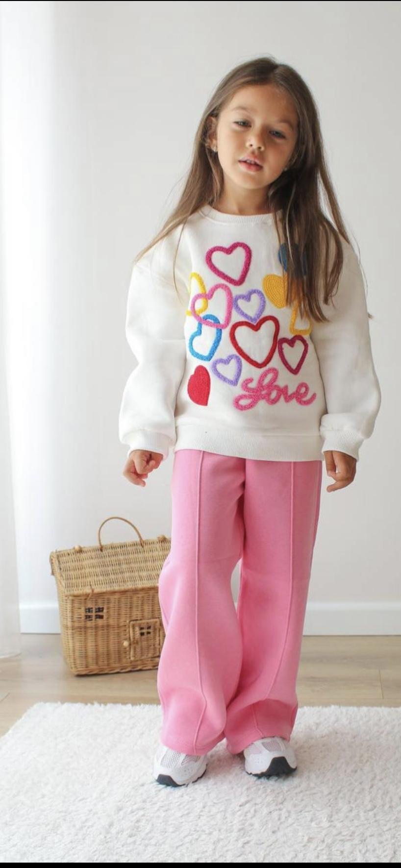 Pembe kalpli bol paça eşofman takımı