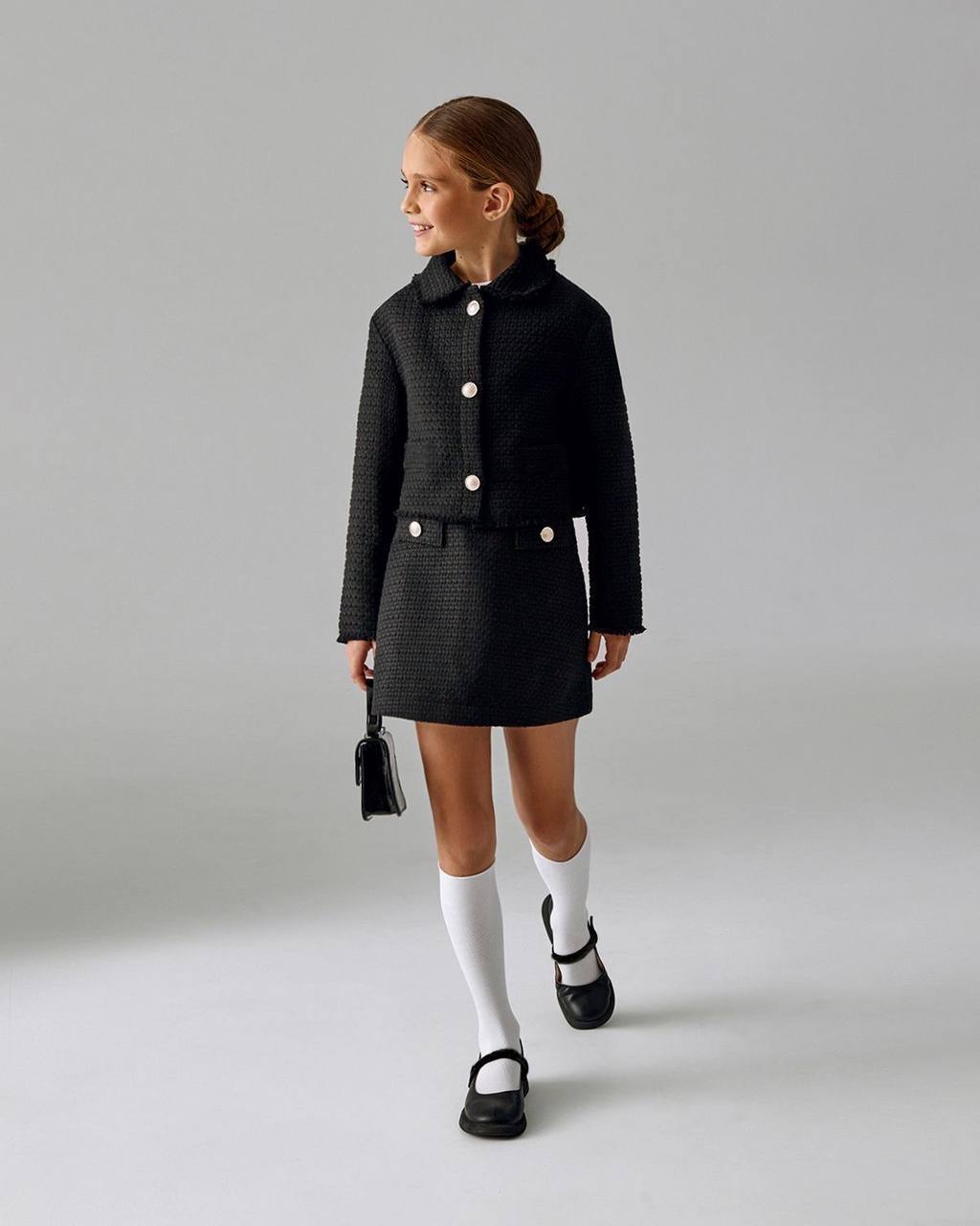 Siyah kız çocuk etek ceket takım