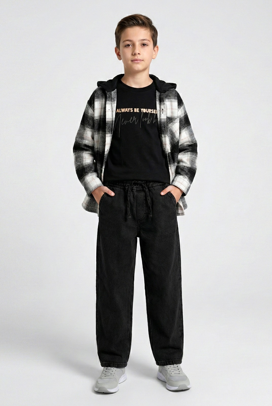 Siyah baggy jean pantolon