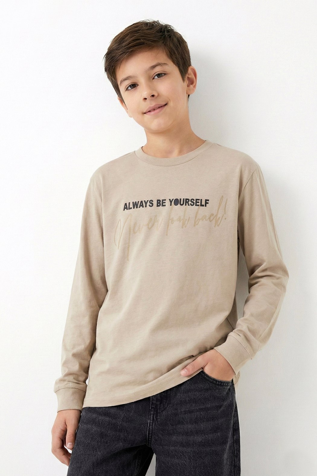 Haki uzun kollu tişört